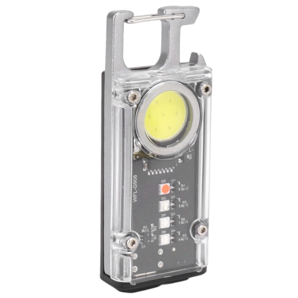Rechargeable Keychain Flashlight 800Lm Super Bright Mini Cob Work Light With Magnet, 8 Modes, Waterproof Aluminum Body Silver 9351714538688