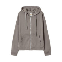 (S, grey) Sweatshirt Hoodie Oversize Hooded Cardigan Sweatshirts Gray Women Clothes Solid Zip Up Hoodies Autumn Women Tops Long Sleeves