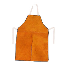 Heat Resistant Leather Welding Apron, Heavy Duty Cowhide Work Bib with Adjustable Waist and Reinforced Stitching