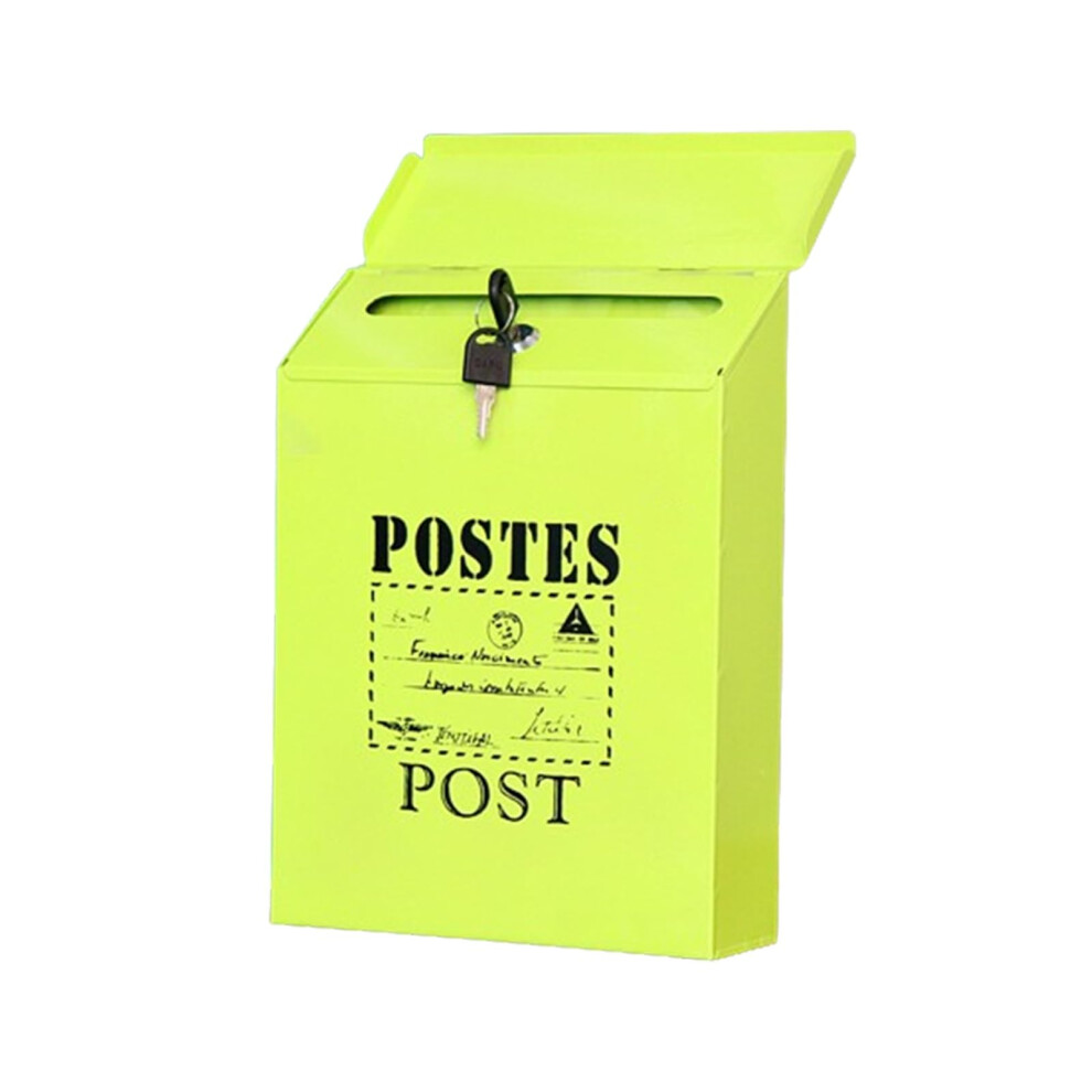 Modern Green Wall Mounted Mailbox With Lock And Keys, Weatherproof Metal Mail Box For Home Security 9771547913887