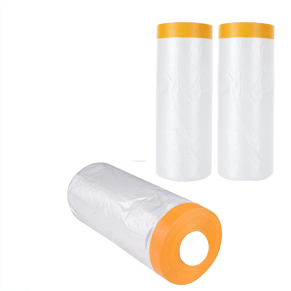 3 Pcs Pretaped Masking Film For Painting, Tearresistant Automotive And Furniture Protective Covering 125.9In White 9330225390848
