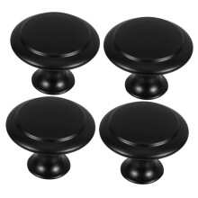 Matte Black Cabinet Knobs and Stainless Steel Drawer Handles, Round Single Hole Design for Modern Kitchen