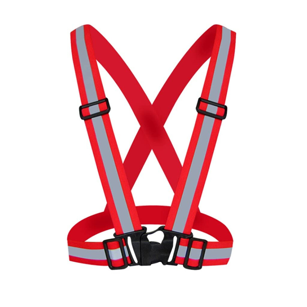 Reflective Safety Vest Red For Night Running Cycling Jogging, Adjustable Unisex Fit 360 Visibility 9351714538886