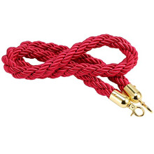 Red Nylon Stanchion Rope 4ft with Polished Stainless Hooks for Elegant Crowd Control at Events
