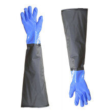 Waterproof PVC Work Gloves Long 28 Inch Chemical Resistant Gloves with Cotton Lining for Fishing Cleaning