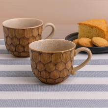 2 Brown Reactive Glaze 350ml Tea Cup Set LP74396