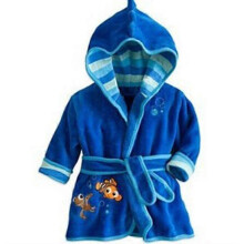 (2-3 Years, Blue Goldfish) Kids Hooded Fleece Bathrobe Dressing Gown Warm Housecoat Wrap Sleepwear