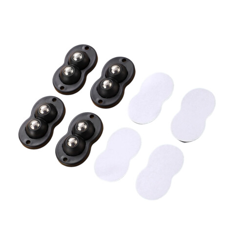 Pack of 4 Mounting Rollers with Double Ball Caster Wheels-Black