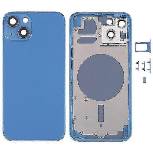 (Style C, Multicolor) For iPhone 13 6.1 inch Back Battery Housing Cover+Middle Plate Frame+Side Buttons Replacement