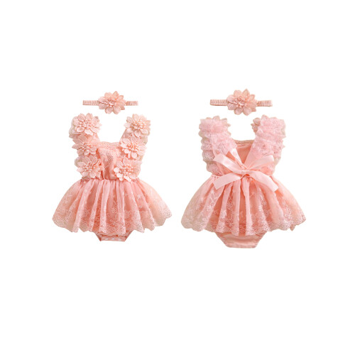 (18-24 Months, Pink) Letní oblečení pro s mašlí 2