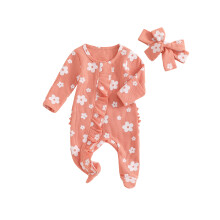 (3-6 Months, Orange) Babyoutfit voor meisjes: hoofband. Herfstkleding.