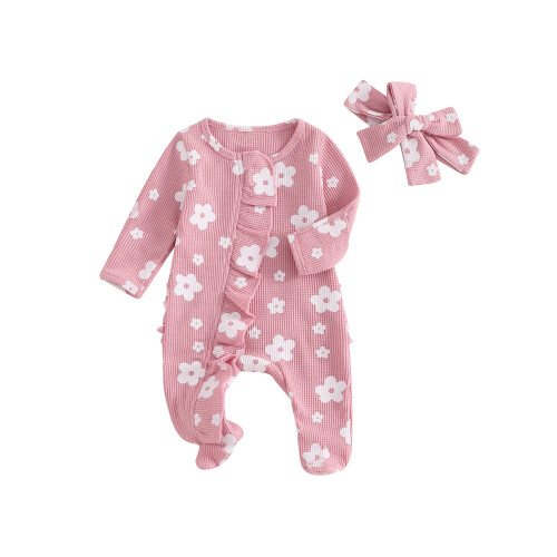 (0-3 Months, Pink) Conjunto bebé niña, de otoño.