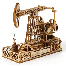 3D Wooden Puzzle for Adults Mechanical Oil Well Drilling Rig Model Kit with Moving Design and GiftReady Display