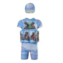 (L12.5-15kg, Motorcycle) Children's Swimsuit With Buoyancy Training Baby Boy Girl Swimwear Cute Cartoon Detachable Floating O