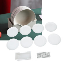 8Pcs Bone Spitting Dish Set, Dia 15cm, Wheat Straw