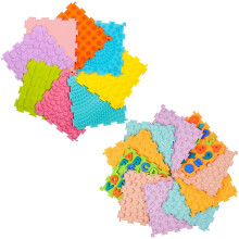 18 Pcs Sensory Floor Tiles for Kids, MultiTexture Colorful Puzzle Mat for Autism, Soft Silicone Design