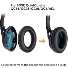 (LR black pad, Black) Headphones Protein Ear Pads for QC35 QC15 QC25 Headsets Earcups Earpads