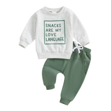 (18-24 Months, Gray) Ensemble bébé garçon : sweat-shirt manches longues col rond et pantalon de survêtement élastique.