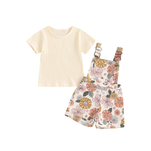 (12-18 Months, Beige) Καλοκαιρινή στολή για 2 τεμαχίων