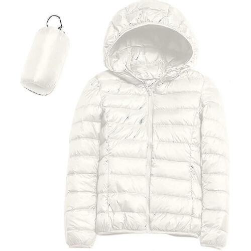(Medium, K-wine) Lightweight Hooded Down Jacket For Women - Packable Puffer Coats