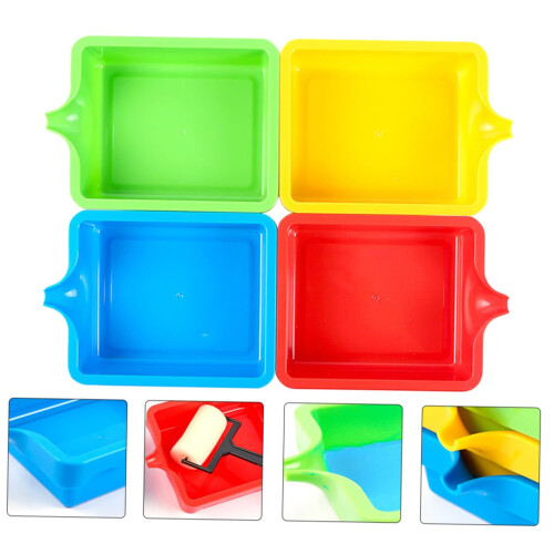 4pcs Watercolor Paint Palette Set, Stackable Durable Plastic Mixing Tray with Easy Clean Surface 2