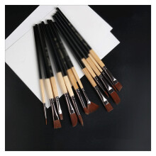 12 Piece Paint Brush Set with Durable Nylon Bristles and Wooden Handles for Acrylic Oil Watercolor