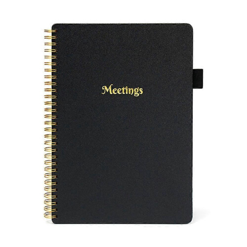 (Black) Meeting Notes Notebook Meeting Book for Note Taking With Action Items for Work