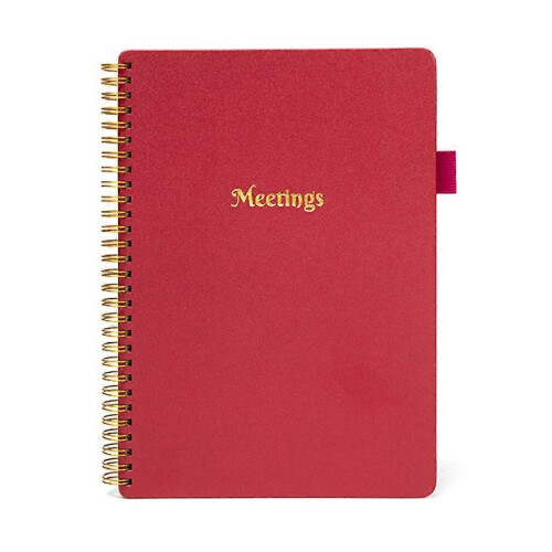 (Red) Meeting Notes Notebook Meeting Book for Note Taking With Action Items for Work