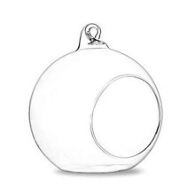 (8CM) Hanging Glass Terrarium Globe Tealight Candle Holder Home Succulents Vase Hanger