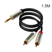 (1.5m) 3.5mm to 2-Male RCA Adapter Audio Cable Y Splitter Cable AUX Cord for Speaker