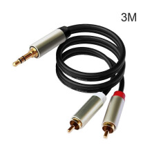 (3m) 3.5mm to 2-Male RCA Adapter Audio Cable Y Splitter Cable AUX Cord for Speaker