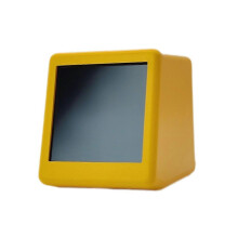 (Orange) Mini Portable Meteorological Station WIFI Intelligent Desktop Clock 1.54" Digital LCD Screen Clock Home Tabletop Decors