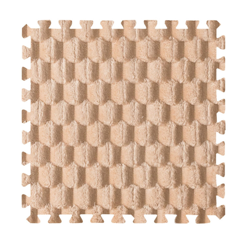 18Pcs Foam Puzzle Floor Mats 30x30cm Khaki, Soft Cushioned Interlocking EVA Tiles for Kids Playroom and Home