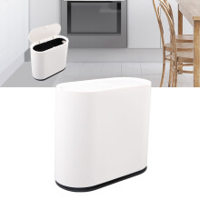Plastic Trash Can with Press Lid Big White 41.2oz