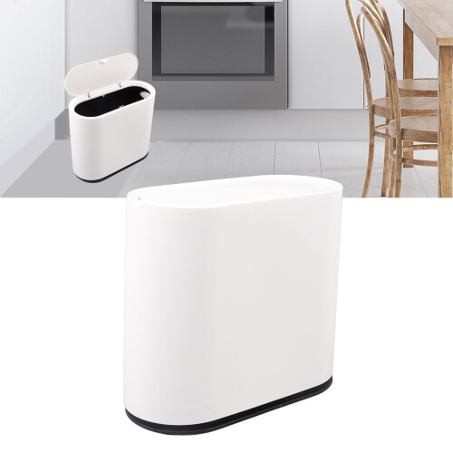 Plastic Trash Can with Press Lid Big White 41.2oz