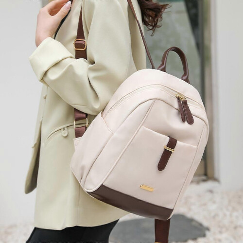 (White) Double Strap Shoulder Bag Korean Style Pack School Bag Splashproof Travel Bag 2