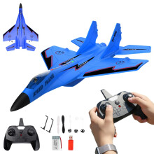 2026 Foam RC Glider Remote Control Airplane with LED Lights, Gravity Sensing, 360 Stunts, Blue Model