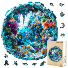 3D Wooden Sea Turtle Puzzle for Adults, Immersive 3D Visual Effect Ocean Theme Wall Art Decor 290pcs