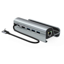 (Silver) USB C Docking Station for Steam Deck 6 in1 for Steam Deck Dock with 4K60Hz LAN