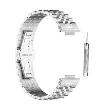 (Silver) Stainless Steel Watchstrap Bracelet Belt Sweatproof Strap for Band 8 Pro Watch