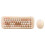 (Milk tea) 2.4G Wireless Keyboard and Mouse Set with Round Keycaps PC Keyboard and Mouse 1