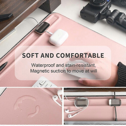 (Pink Double layer) Office Desk Mat Protector Waterproof Mouse Pad Desktop Keyboard Tabletop Pad 2