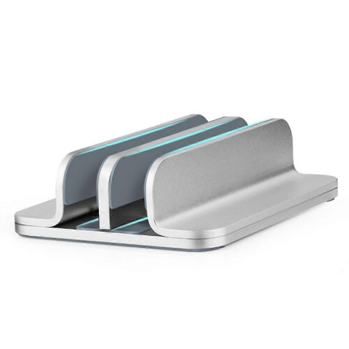 (Silver) 3 in 1 Universal Vertical Laptop Stand Laptop Holder Width Adjustable 5-30mm