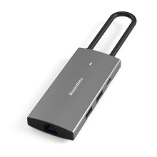 (Grey) USB C Docking Station 6 in 1 Hubs Adapter with HDMI-compatible 2.0+USB3.0 Port