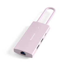 (Pink) USB C Docking Station 6 in 1 Hubs Adapter with HDMI-compatible 2.0+USB3.0 Port