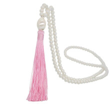 (Pink) Simple Pearl Long Tassel Charm Necklace Long Sweater Chain Fashion Jewelry