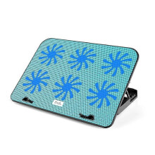 (Sea blue) 11-18inch Gaming Laptop Cooler 6 Quiet Fans and LED Light 5 Heights Adjustment