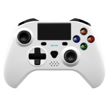 (White) Wireless Controller with Double Motor Vibration Bluetooth-compatible Gamepad