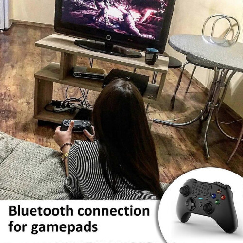 (Black) Wireless Controller with Double Motor Vibration Bluetooth-compatible Gamepad 1