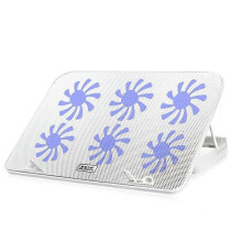 (White) 11-18inch Gaming Laptop Cooler 6 Quiet Fans and LED Light 5 Heights Adjustment
